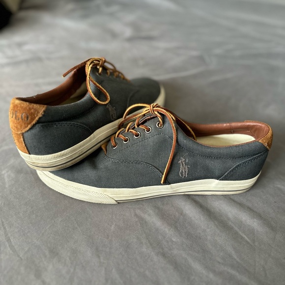 Polo by Ralph Lauren Men's Charcoal and Brown Sneakers - Picture 1 of 3